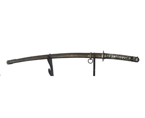 A Japanese military sword (Gunto) c1935-45 Army Arsenal Type 95 Non-commissionedfficer's Gunto with Nagoya stamp to handle. T