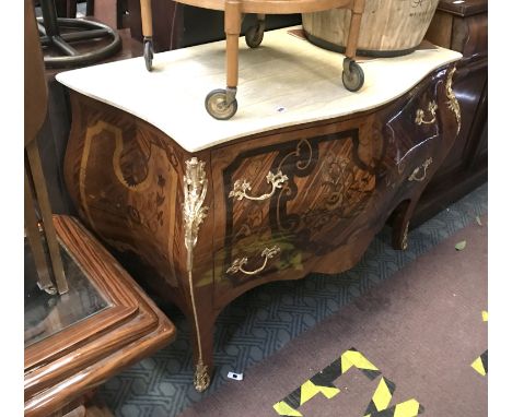INLAID MARBLE TOP COMMODE