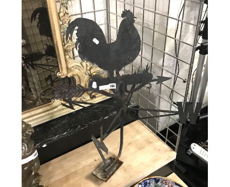 METAL COCKEREL WEATHER VANE - 66 CMS