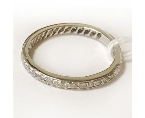 18CT WHITE GOLD FULL ETERNITY RING SET DIAMONDS - SIZE R