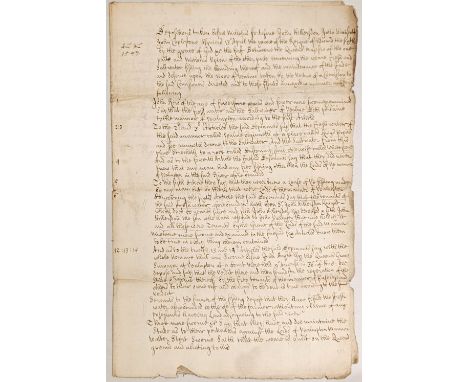 * Devon. Manuscript deposition with judgement for fishing rights on the Yealm, 13th April 1547, 2 pages written in a neat sec