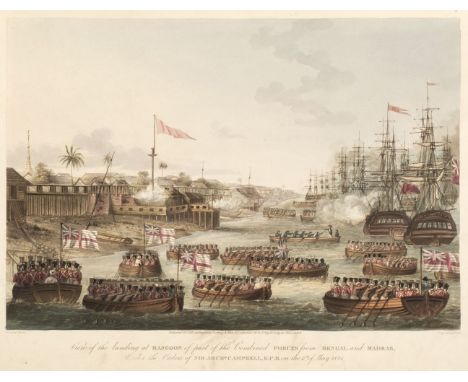 Moore (Lieutenant Joseph &amp; Captain Frederick Marryat). Eighteen Views taken at &amp; near Rangoon, [1825], engraved alleg