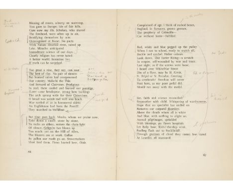 Clarke (Austin). Later Poems, 1st edition, Dublin: Dolmen Press, 1961, some heavy pencil annotation by Charles Tomlinson to t