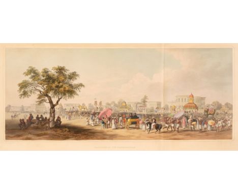 D'Oyly (Charles, 1781-1845). Procession of the Churruckpooja, [1848], fine hand-coloured lithograph, printed by Dickinson &am