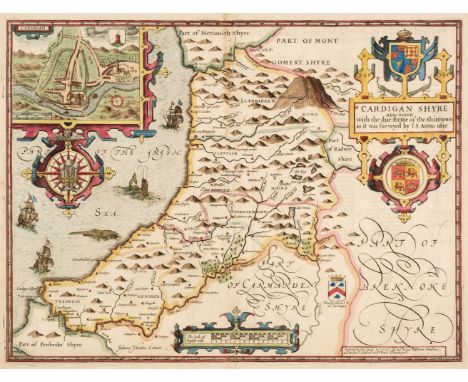 Cardiganshire. Speed (John), Cardiganshire Described with the due forme of the Shire Town as it was surveyed by J. S. Anno 16
