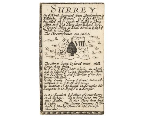 Surrey. Redmayne (William), Playing card map (8 of spades) John Lenthall edition, circa 1711, uncoloured engraved playing car