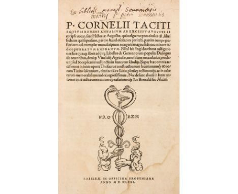 Tacite (Cornelius P). Cornelii Taciti equitis Romani Annalium ab excessu Augusti sicut ipse vocat, sive Historiae Augustae, q