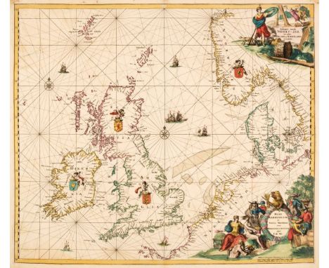 British Isles. De Wit (Frederick), Pascaert Vande Noort-Zee on achter Yrland en Schotland on te seylen / Mare Germanicum ac T