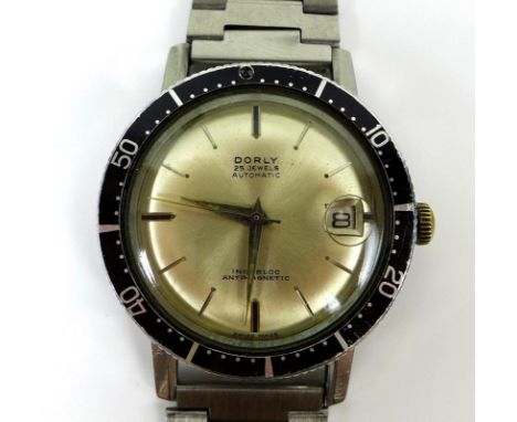 A vintage Dorly gentleman's automatic movement wristwatch, the four in one watch with four interchangable bezels, as launched