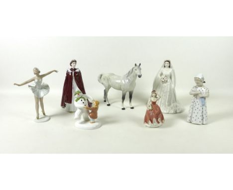 A group of china figurines, comprising a Wallendorf ballerina, 1755, 21.5cm, a Bing & Grondahl girl with baby, 1721, a Coalpo