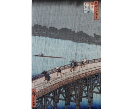 After Hiroshige (Japanese, 1797-1858): a pair of woodblock prints, the first 'Nagakubo, No.28 of the 69 stations of Kiso Kaid