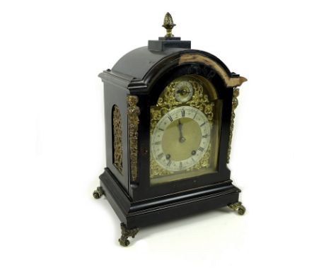 A Victorian bracket clock by Curtis & Horspool, Leicester, with ebonised case of domed architectural form, 8 day movement str
