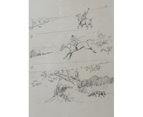 After Lionel Edwards: How to Lose a Beaten Fox, print titled and signed in pencil to lower margin, 30 by 23cm, glazed and fra
