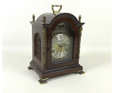 A modern mahogany and brass cased Warmink Wuba bracket clock with eight day movement, moon phase and Roman numerals, 18 by 14