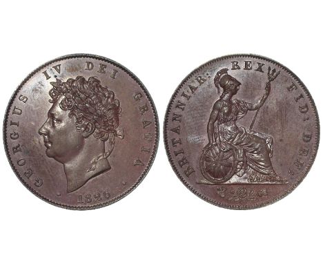 Halfpenny 1826 proof, two incuse lines on saltire, S.3824, nFDC, light finger marks.