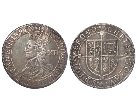Charles I first milled issue Shilling, Briot's early bust, mm. B.flower/B. S.2854. 5.77g. VF, light scratch obv. Reverse a br