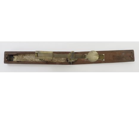 Coin Scales: Folding brass Guinea/Half Guinea balance in a wooden case with instructions.