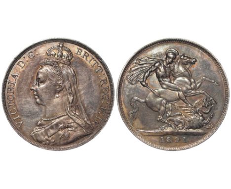 Crown 1891 toned nEF, light scratches.
