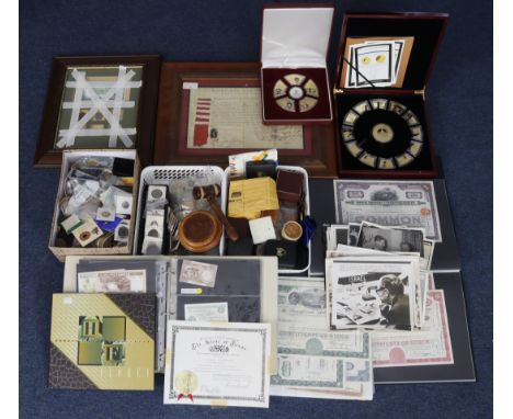 Exonumia, a large and varied assortment in a storage crate, possibly a little silver, but beware Chinese fake silver/gilt rou