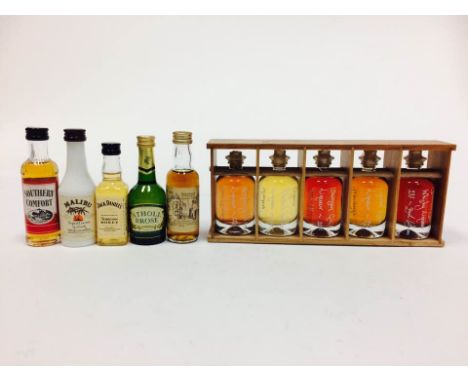 LOT OF 24 ASSORTED MINIATURES
To include Athol Brose whisky liqueur, Green Chartreuse, Buckfast tonic wine, and Wallace singl