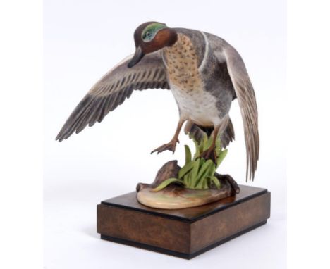A Royal Worcester limited edition figure, Green-Winged Teal, 199/500, RW3836, boxed with certificate  See illustration Condit