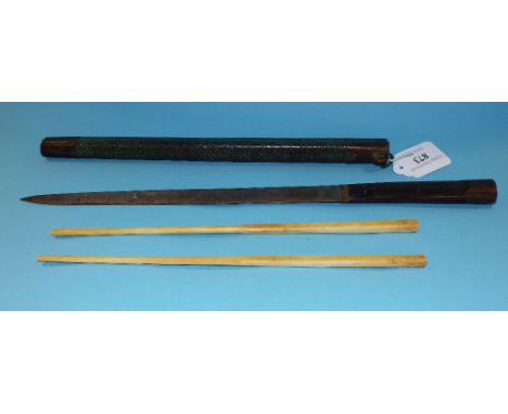 A Chinese chopstick set, in a shagreen case
