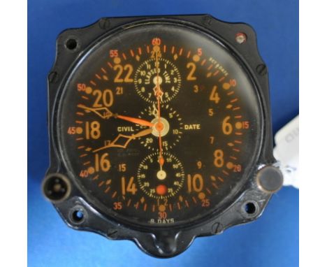 A Jaeger Watch Co aircraft timepiece, the hour and 24 hour dial with seconds sweep hand, with subsidiary elapsed time, civil 