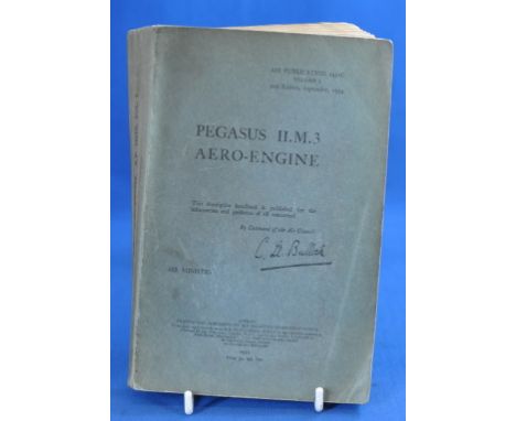 A Pegasus 11.M3 aero-engine manual, AP1451C, a copy of this publication containing full description of the nine cyclinder aer