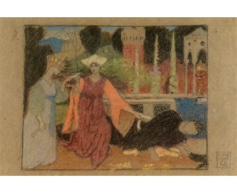 Joseph E Southall, a sketch of Changing The Letter, watercolour, initialled and dated 1907, 25 x 16 cm  See illustration

Not