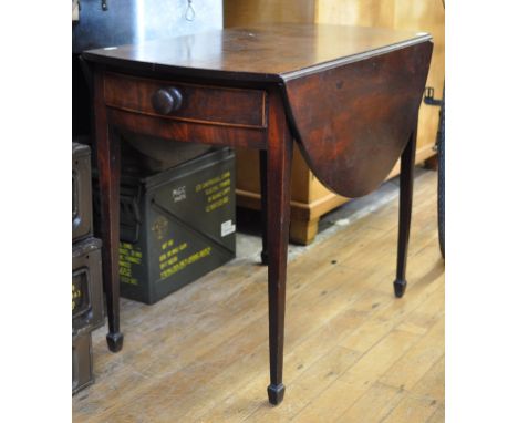 A 19th century mahogany Pembroke table, 120 cm, a Victorian child's highchair, another chair, a firescreen, and a low table (