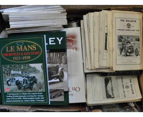 Assorted Bentley automobilia and ephemera, including a pre WWII Bentley Blue Label enamel radiator badge, Bentley Drivers' Cl