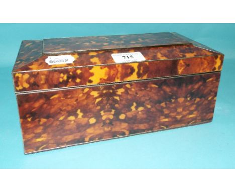 A faux tortoiseshell tea caddy, 17.5 cm wide