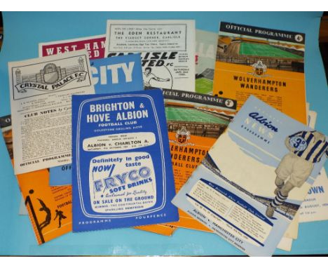 Assorted football programmes from the 1950s, 60s and 70s, including Brighton & Hove Albion v Aston Villa, Saturday 22nd Augus