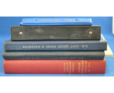 A de Havilland Gipsy Major Series 10 operation maintenance overhaul manual, a de Havilland Gipsy Queen Series 70 handbook, a 