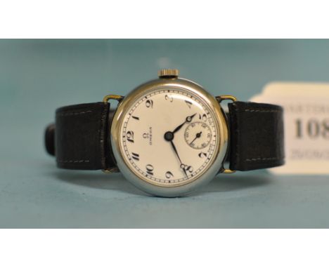 A gentleman's Omega wristwatch, the enamel dial with Arabic numerals and subsidiary seconds dial Condition report Report by G