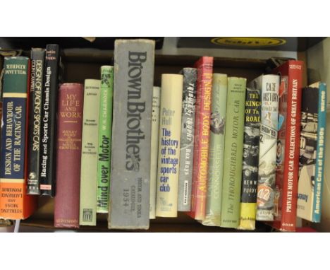 Assorted motoring reference volumes, including Campbell (Colin) Design of Racing Sports Cars, Kimber (William) Design and Beh