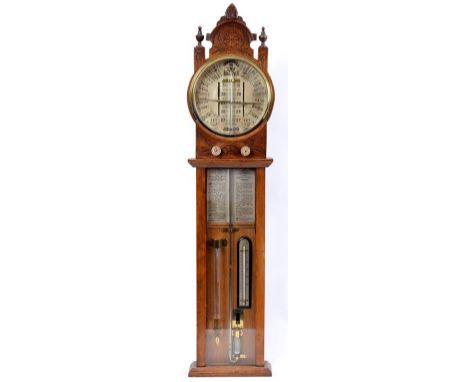 An Admiral Fitzroy barometer, in a carved oak case, 107 cm high  See illustration  Condition report Report by RB

Please note