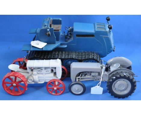 A model of a Vickers crawler tractor unit, 27 cm long, and two other tractors, a Fordson and a Fergie T20 (3) Condition repor