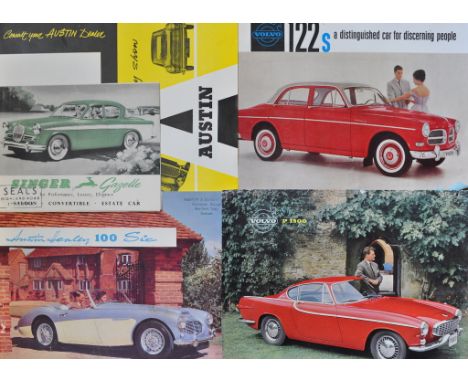 Assorted car sales brochures, including Volvo 122S, Vauxhall Velox & Cresta, Singer Gazelle, Humber Super Snipe and Humber Ha