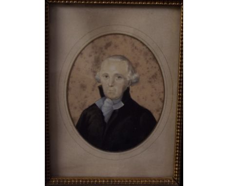 A German portrait miniature, Gottlich Heinr Rieger, watercolour, inscribed verso, 10 x 8 cm