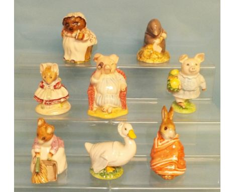 A Beswick Beatrix Potter figure, Little Pig Robinson Spying, another, Poorly Peter Rabbit, both BP-3c, and six others, all BP