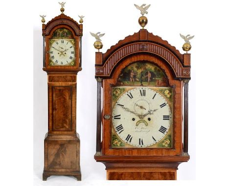 An automata longcase clock, the 33.5 cm arched square painted dial signed Thos House, Marlborough, with Roman numerals, subsi