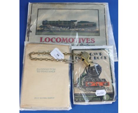 GWR related items, including a Thunderer whistle engraved GWR P.Way 2496, The GWR Engine Book, and other related items (qty)