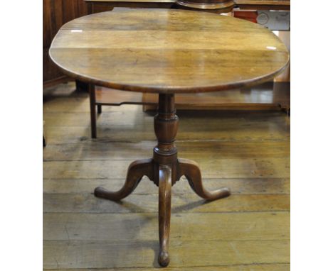 A mahogany drop leaf table, on tripod base, 96 cm wide