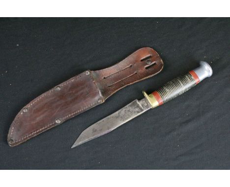 Two Vintage William Rogers &amp; Sons hunting / scouting sheath knives, both with clear markings to the blades, aluminium pom