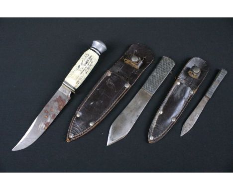 A Vintage Carl Schlieper Solingen Germany hunting / scouting knife, steel blade, antler handle and aluminium pommel, together