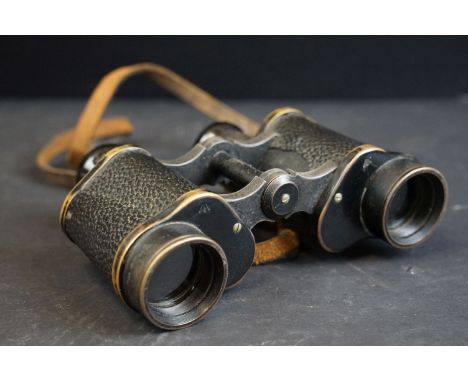 A pair of World War Two / WW2 British military issued Kershaw binoculars, marked with the British broad arrow and dated 1942.