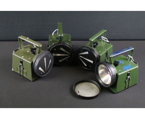 A collection of four British military / NATO issued Bardic lamps, four colours lens, with arrow covers, NATO I.D. No. 6230-99