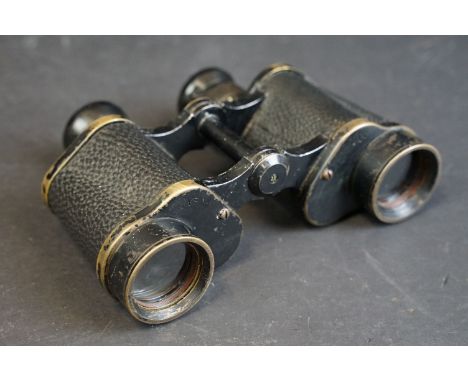 A pair of World War Two / WW2 British military issued Kershaw binoculars, marked with the British broad arrow and dated 1943.