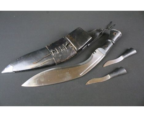 A rare British MKIV Pattern Kukri knife, with 300mm long blade maker marked and dated "WSC 51" (Wilkinson Sword Co 1951). Bla